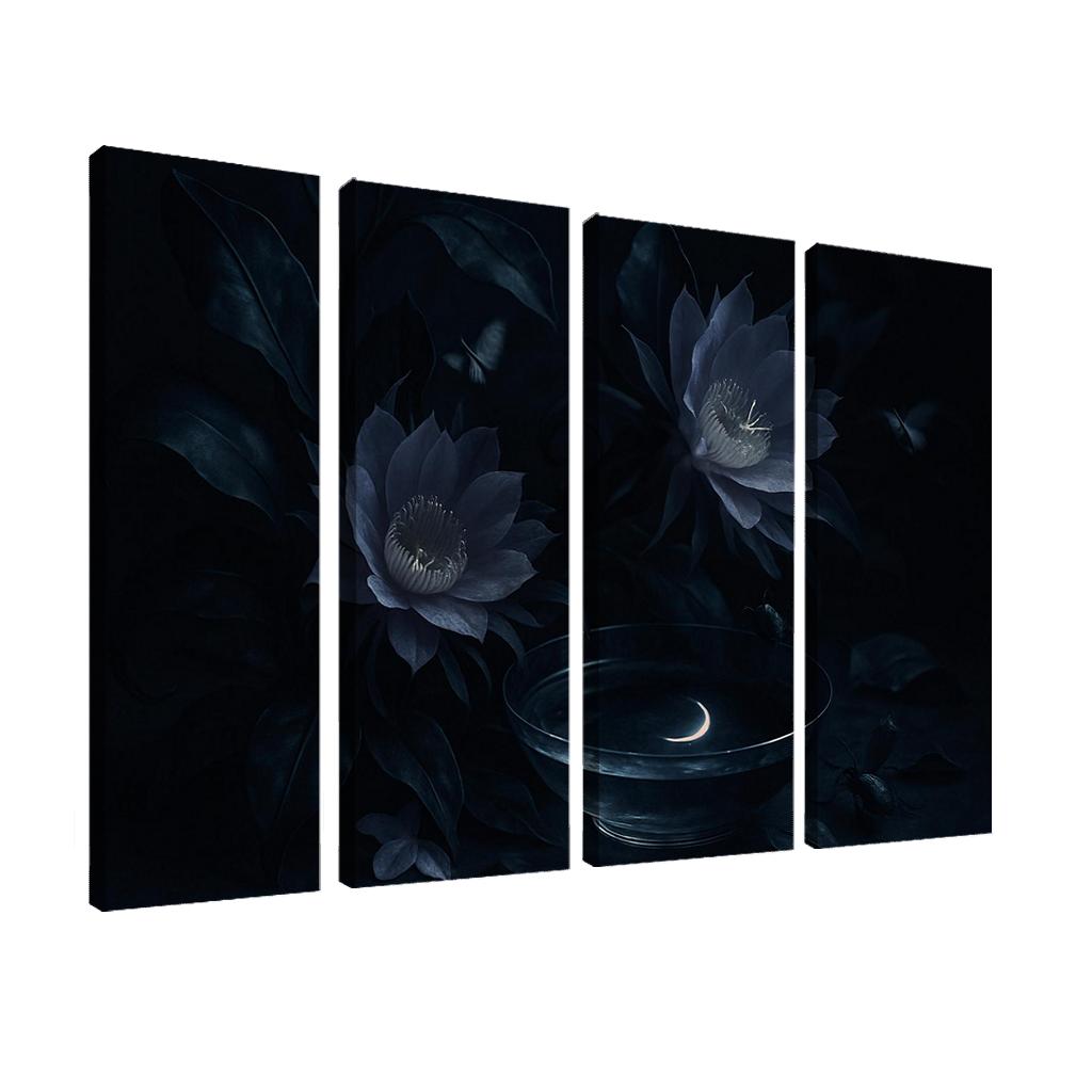 Nocturnal Botanica With Moonlit Pollinators canvas paintings frame