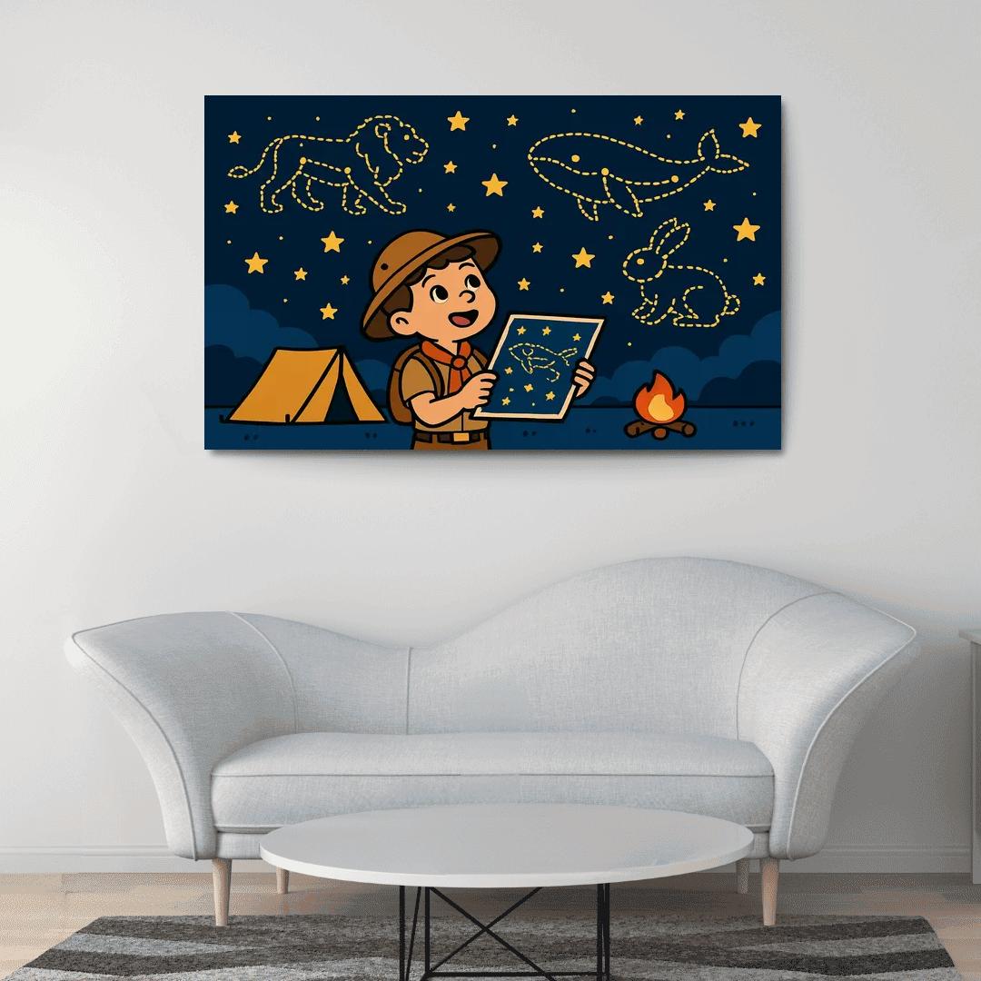 Star Map Scout And The Constellation Critters premium artwork frames