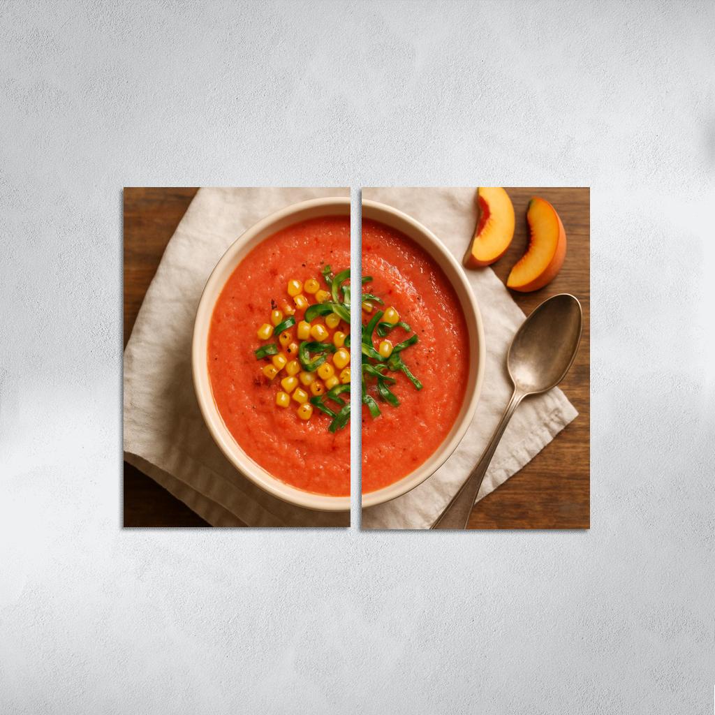 Smoky Peach And Tomato Gazpacho With Toasted Corn Relish modern paintings frame