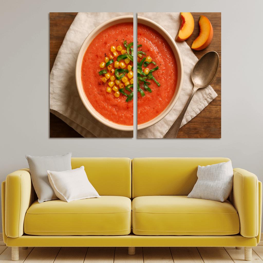 Smoky Peach And Tomato Gazpacho With Toasted Corn Relish modern paintings frame