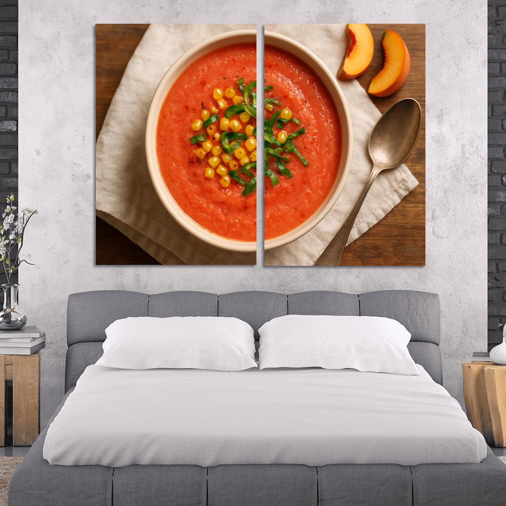 Smoky Peach And Tomato Gazpacho With Toasted Corn Relish modern paintings frame