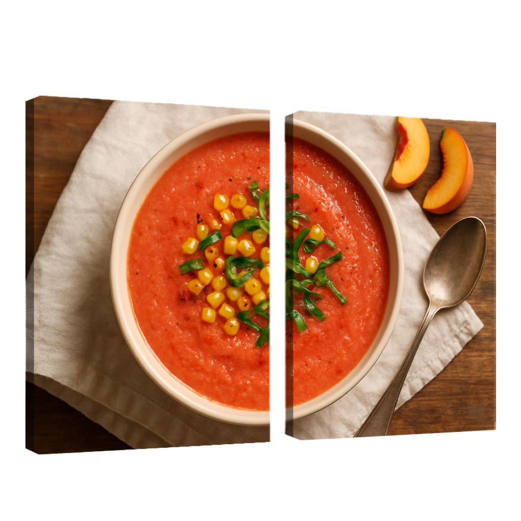 Smoky Peach And Tomato Gazpacho With Toasted Corn Relish modern paintings frame