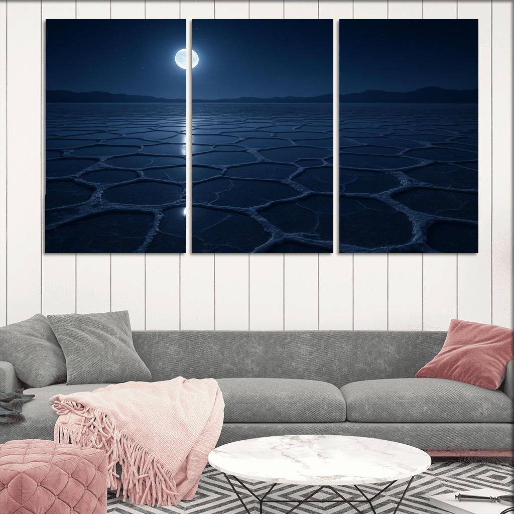 Moonlit Frost Over Silent Salt Flats wall art
