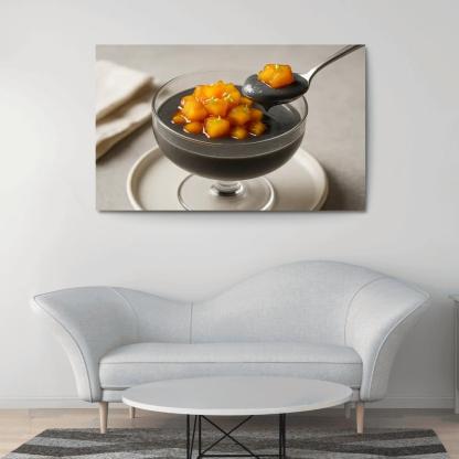 Black Sesame Coconut Pudding With Caramelized Pineapple And Lime Zest decor