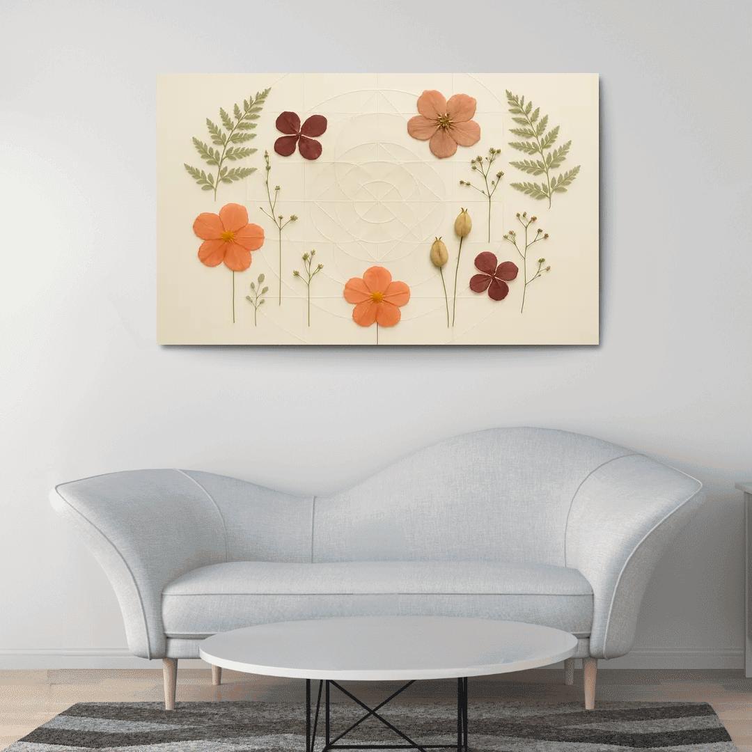 Pressed Petals Herbarium Collage With Hidden Geometry wall decor