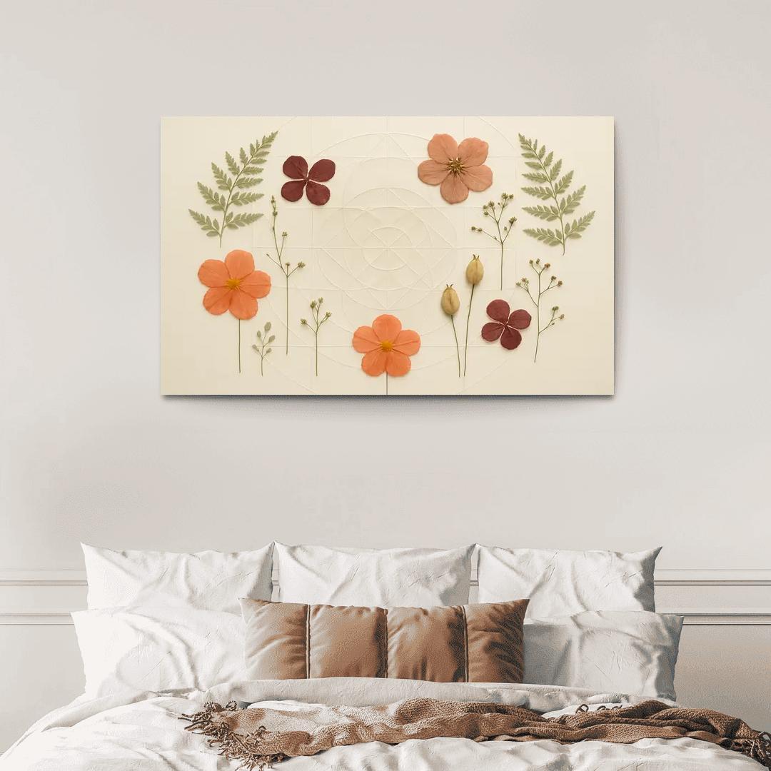 Pressed Petals Herbarium Collage With Hidden Geometry wall decor