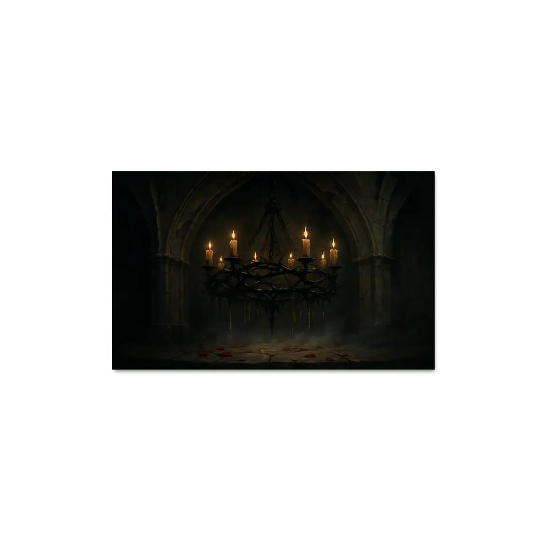 Thorn Crown Chandelier In A Ruined Chapel Narthex modern paintings frame