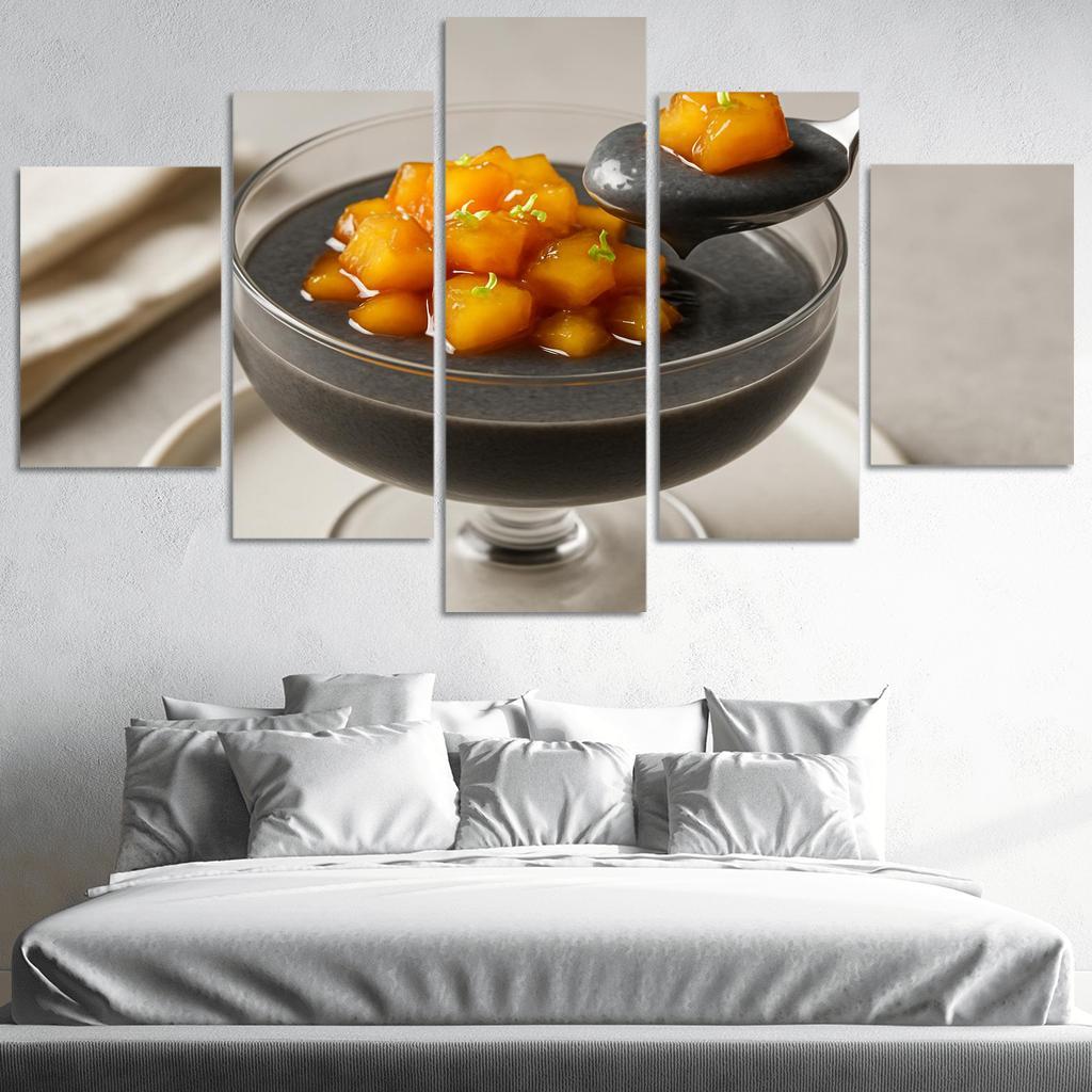 Black Sesame Coconut Pudding With Caramelized Pineapple And Lime Zest decor