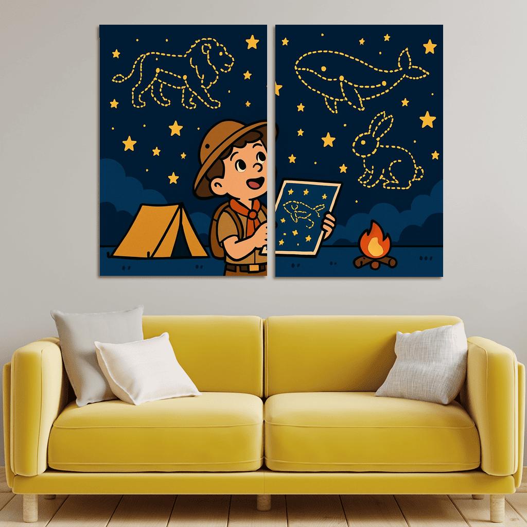 Star Map Scout And The Constellation Critters premium artwork frames