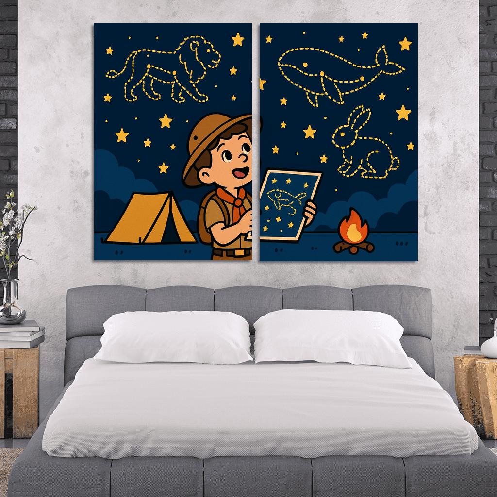 Star Map Scout And The Constellation Critters premium artwork frames