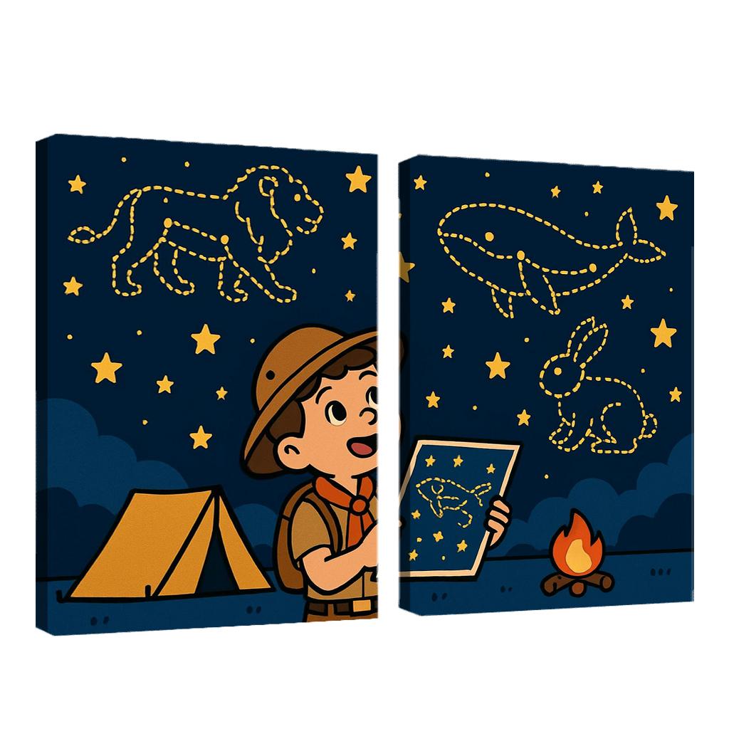 Star Map Scout And The Constellation Critters premium artwork frames