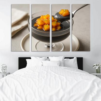 Black Sesame Coconut Pudding With Caramelized Pineapple And Lime Zest decor