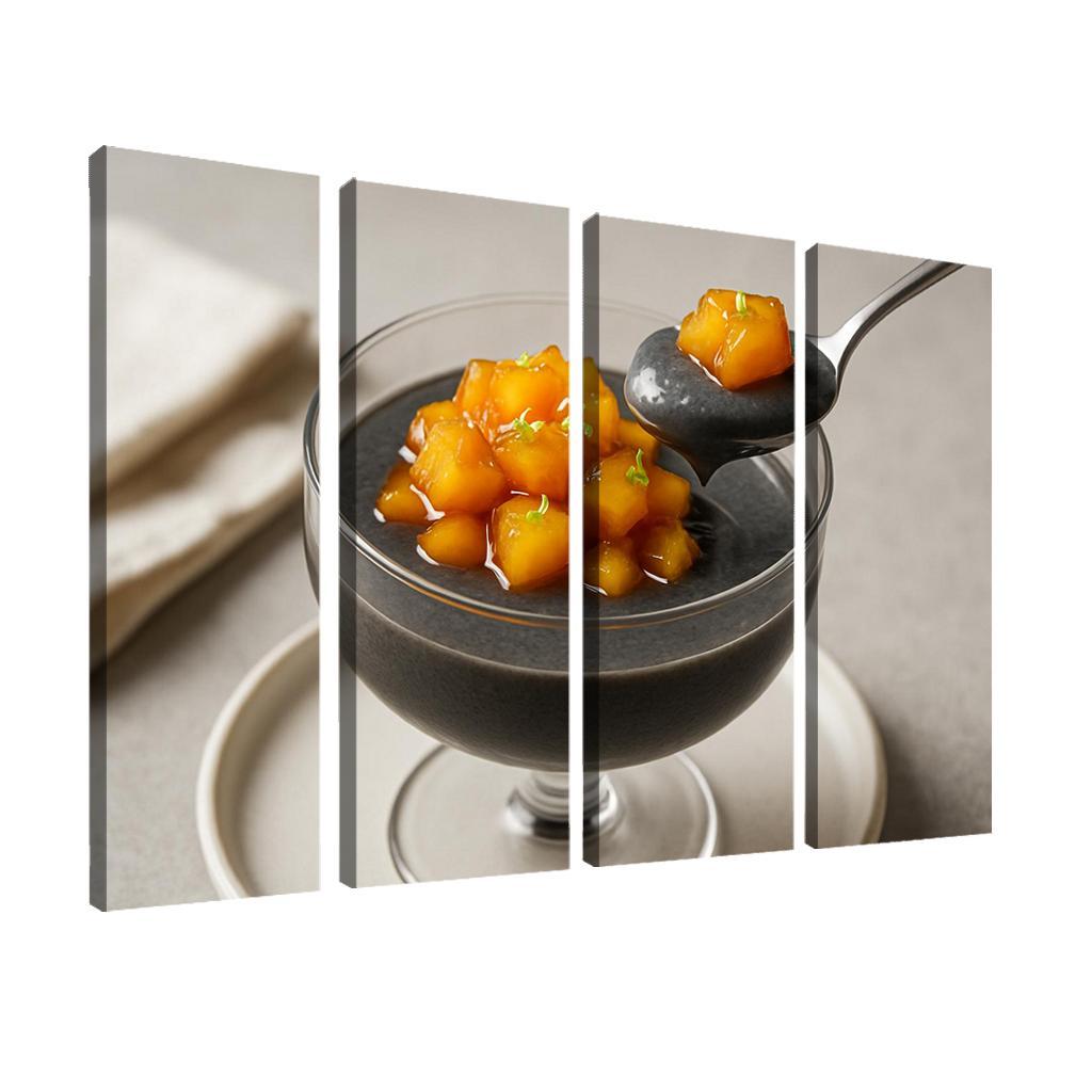 Black Sesame Coconut Pudding With Caramelized Pineapple And Lime Zest decor