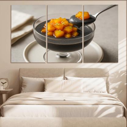 Black Sesame Coconut Pudding With Caramelized Pineapple And Lime Zest decor