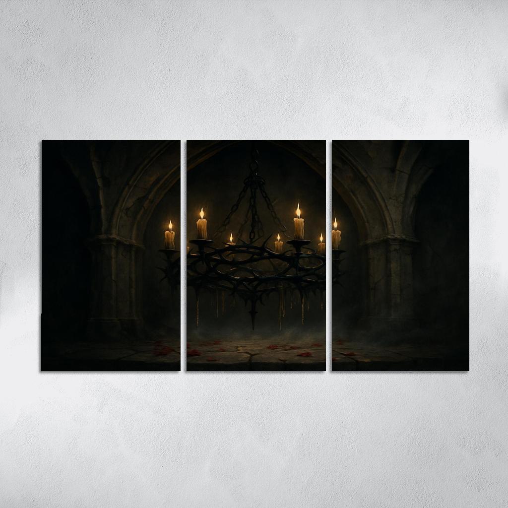 Thorn Crown Chandelier In A Ruined Chapel Narthex modern paintings frame