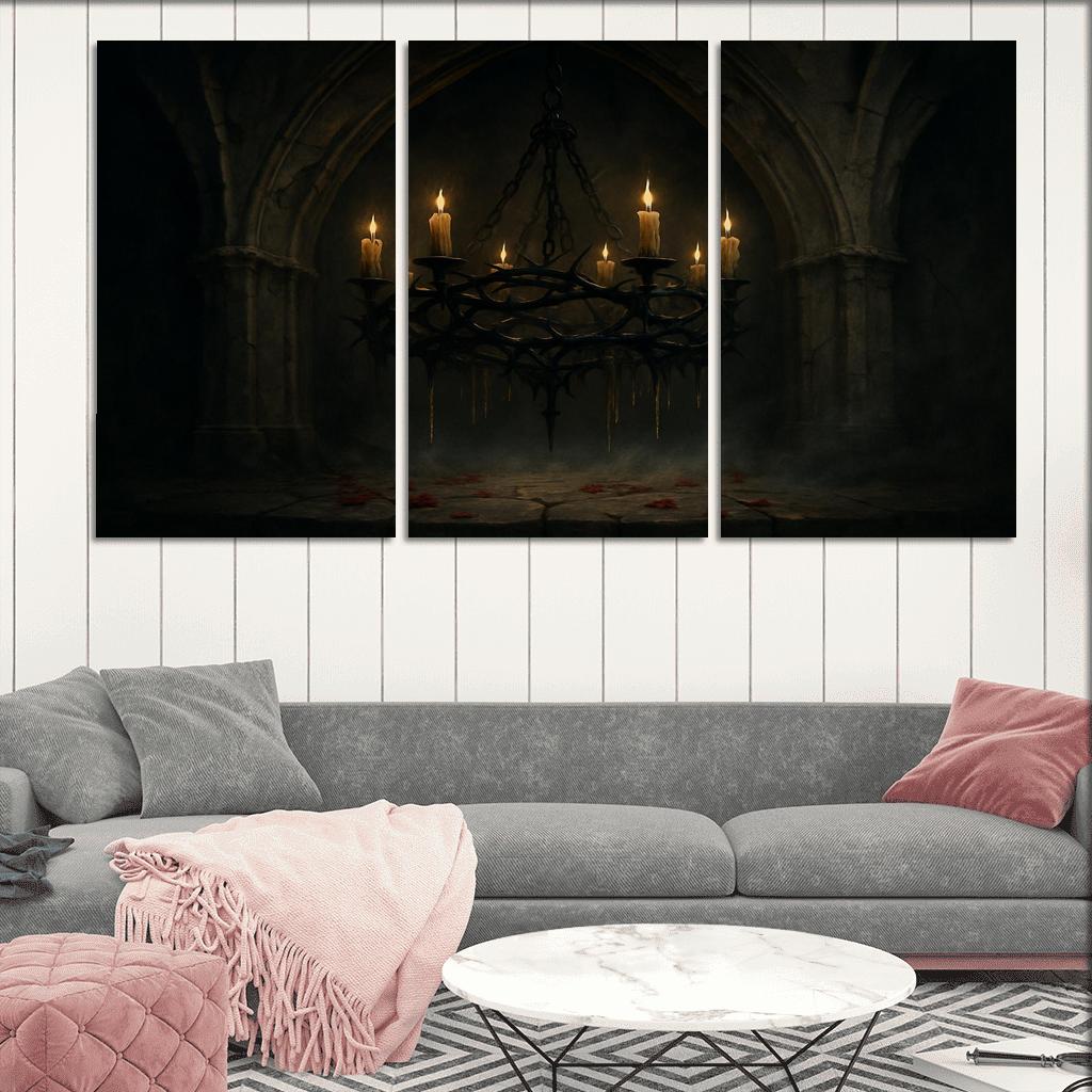 Thorn Crown Chandelier In A Ruined Chapel Narthex modern paintings frame