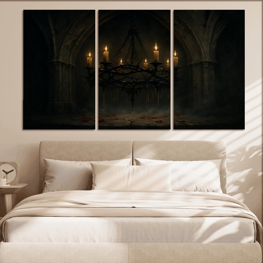 Thorn Crown Chandelier In A Ruined Chapel Narthex modern paintings frame