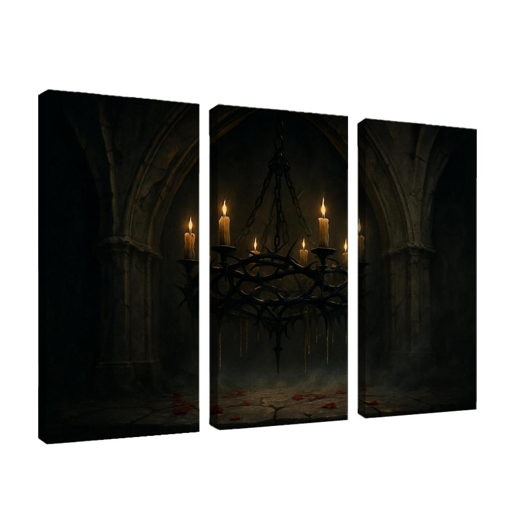 Thorn Crown Chandelier In A Ruined Chapel Narthex modern paintings frame