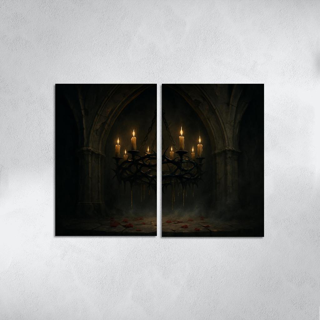 Thorn Crown Chandelier In A Ruined Chapel Narthex modern paintings frame