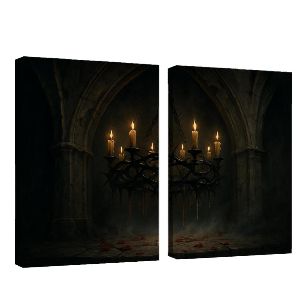 Thorn Crown Chandelier In A Ruined Chapel Narthex modern paintings frame