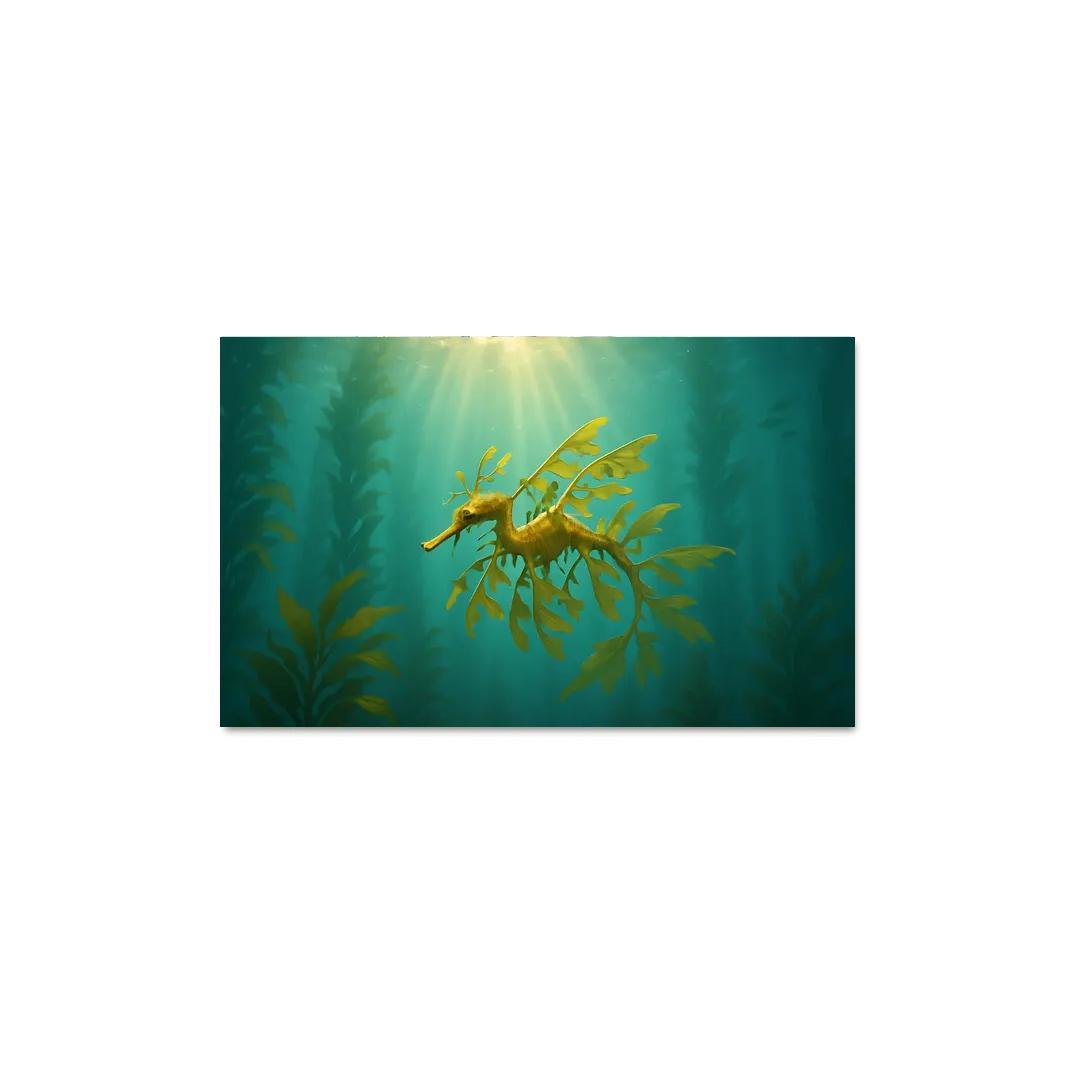Leafy Seadragon Drifting Through Kelp Forest Sunbeams canvas paintings frame