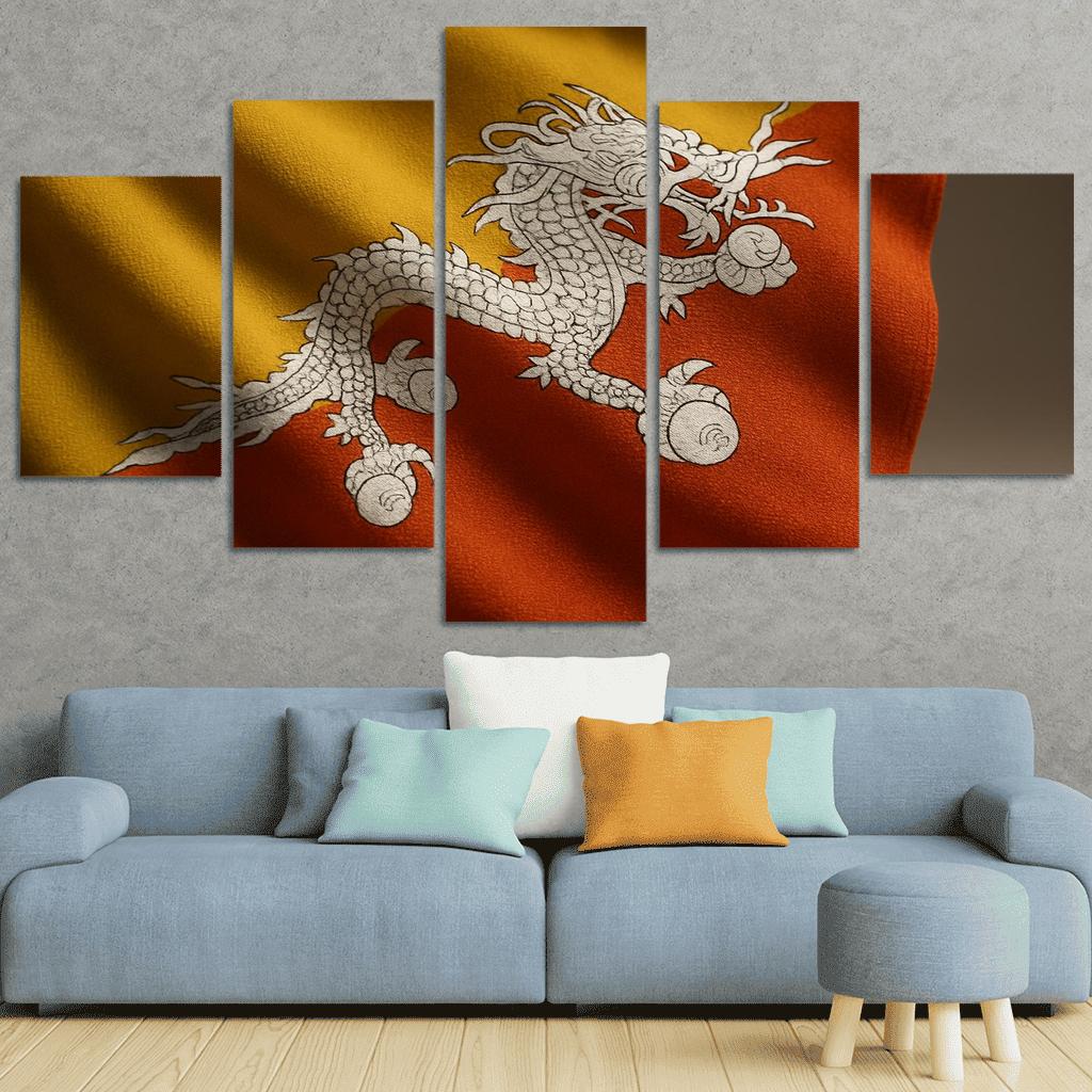 Thunder Dragon Tapestry The Flag Of Bhutan multi-panel paintings