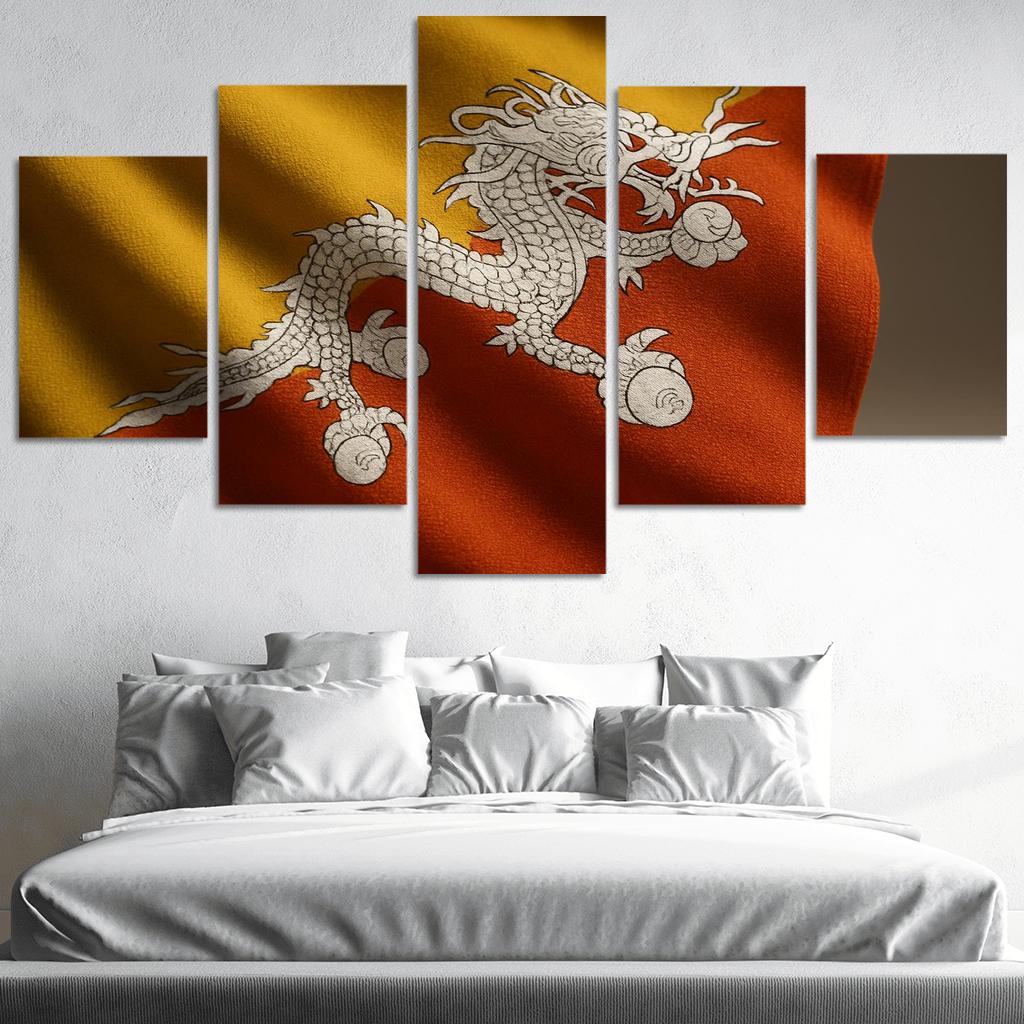 Thunder Dragon Tapestry The Flag Of Bhutan multi-panel paintings