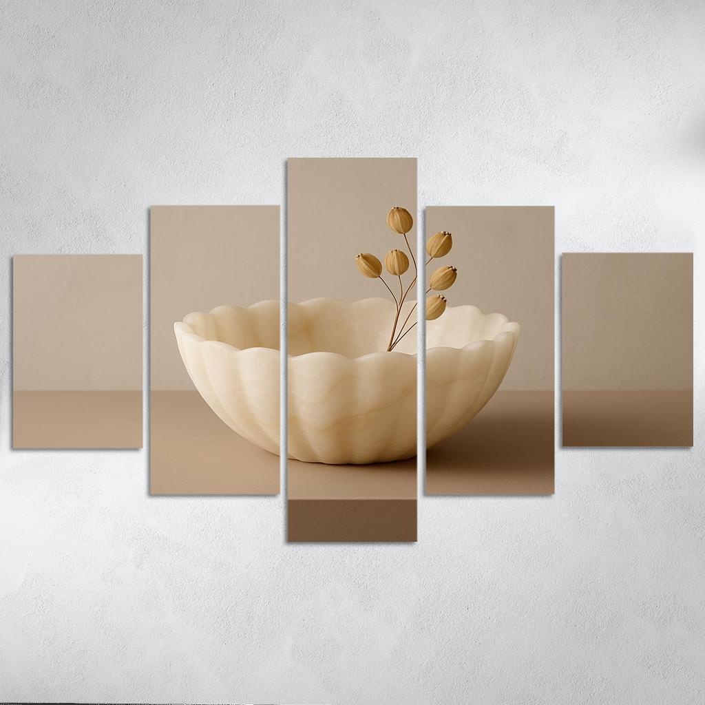 Hand Carved Alabaster Ripple Bowl Centerpiece home decor