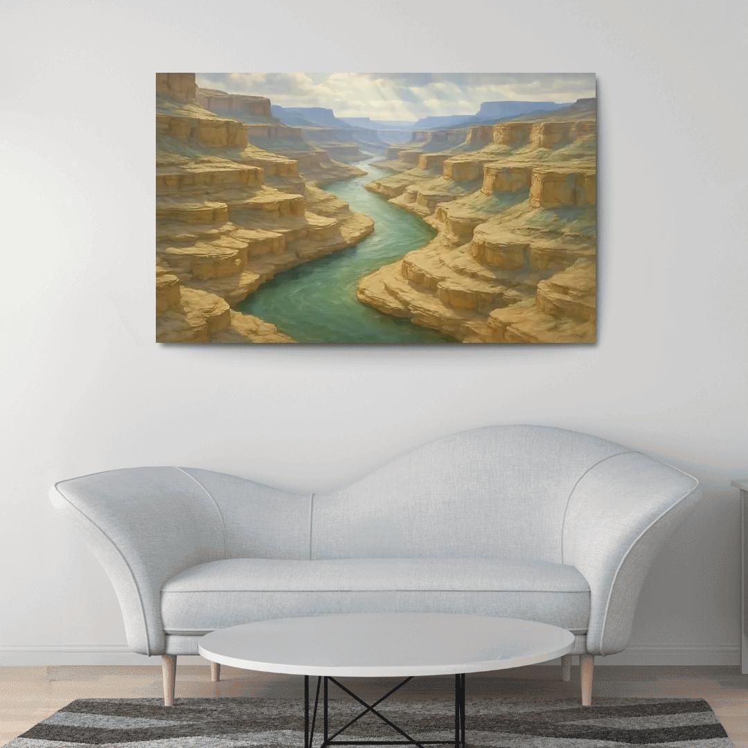 Sunlit Terraces Of The Jade River Canyon abstract paintings frame