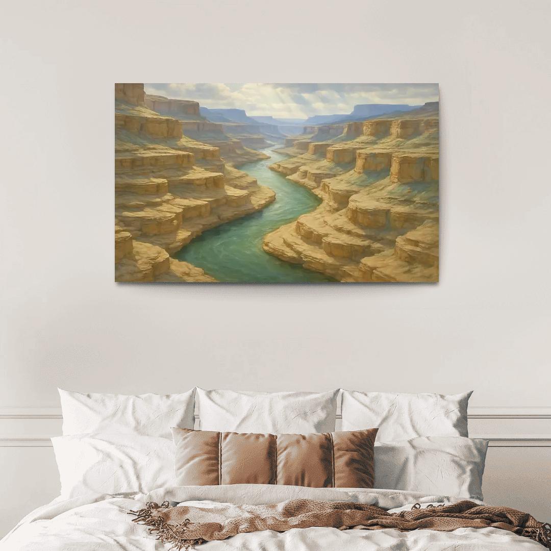 Sunlit Terraces Of The Jade River Canyon abstract paintings frame