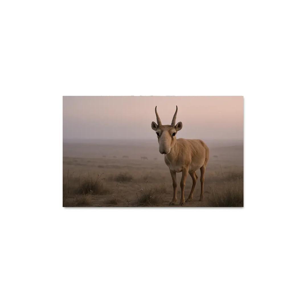 Saiga Antelope Crossing The Misty Steppe At Dawn wall decor