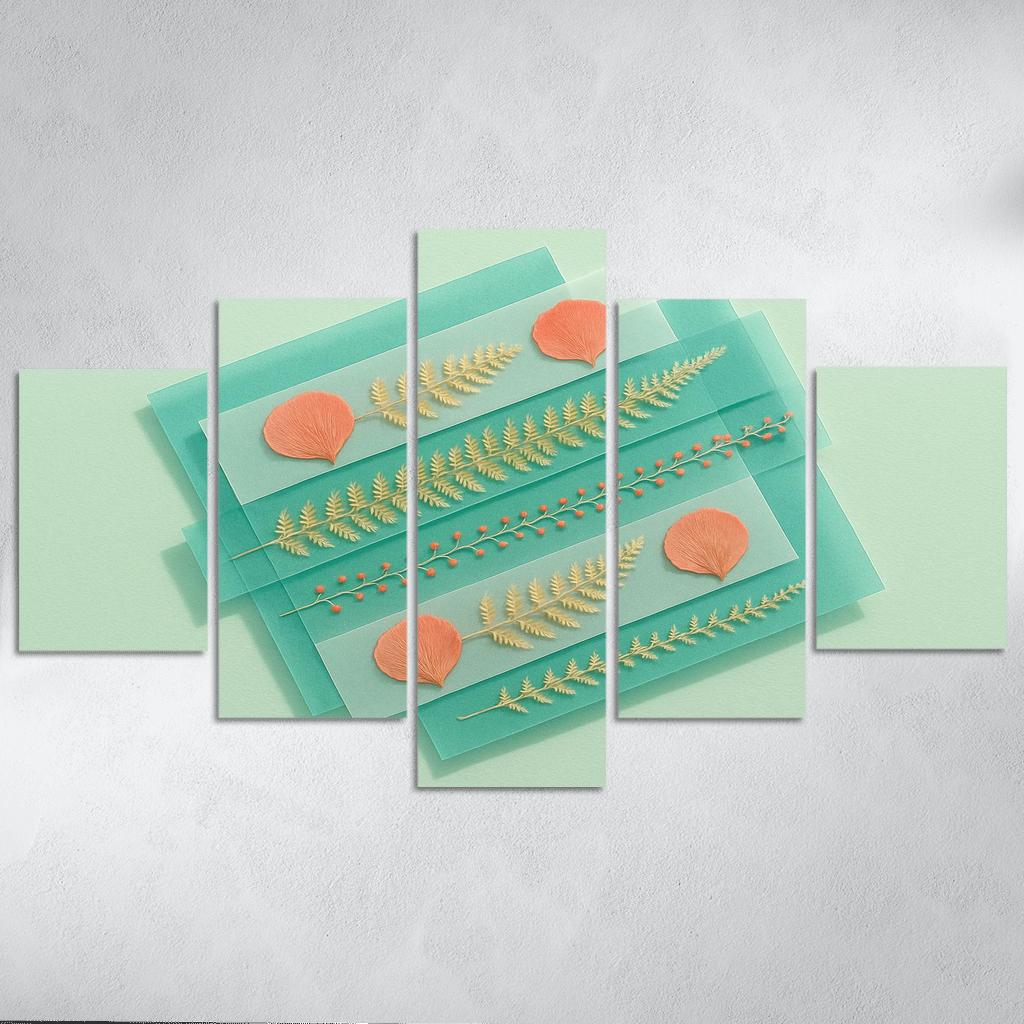 Pressed Petal Prism Collage framed paintings