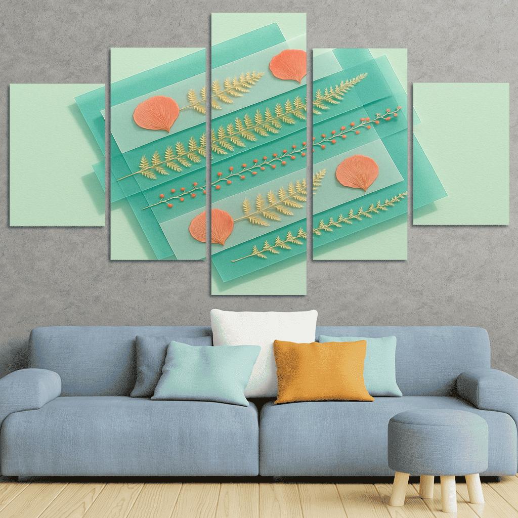 Pressed Petal Prism Collage framed paintings