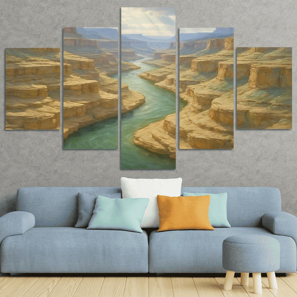 Sunlit Terraces Of The Jade River Canyon abstract paintings frame