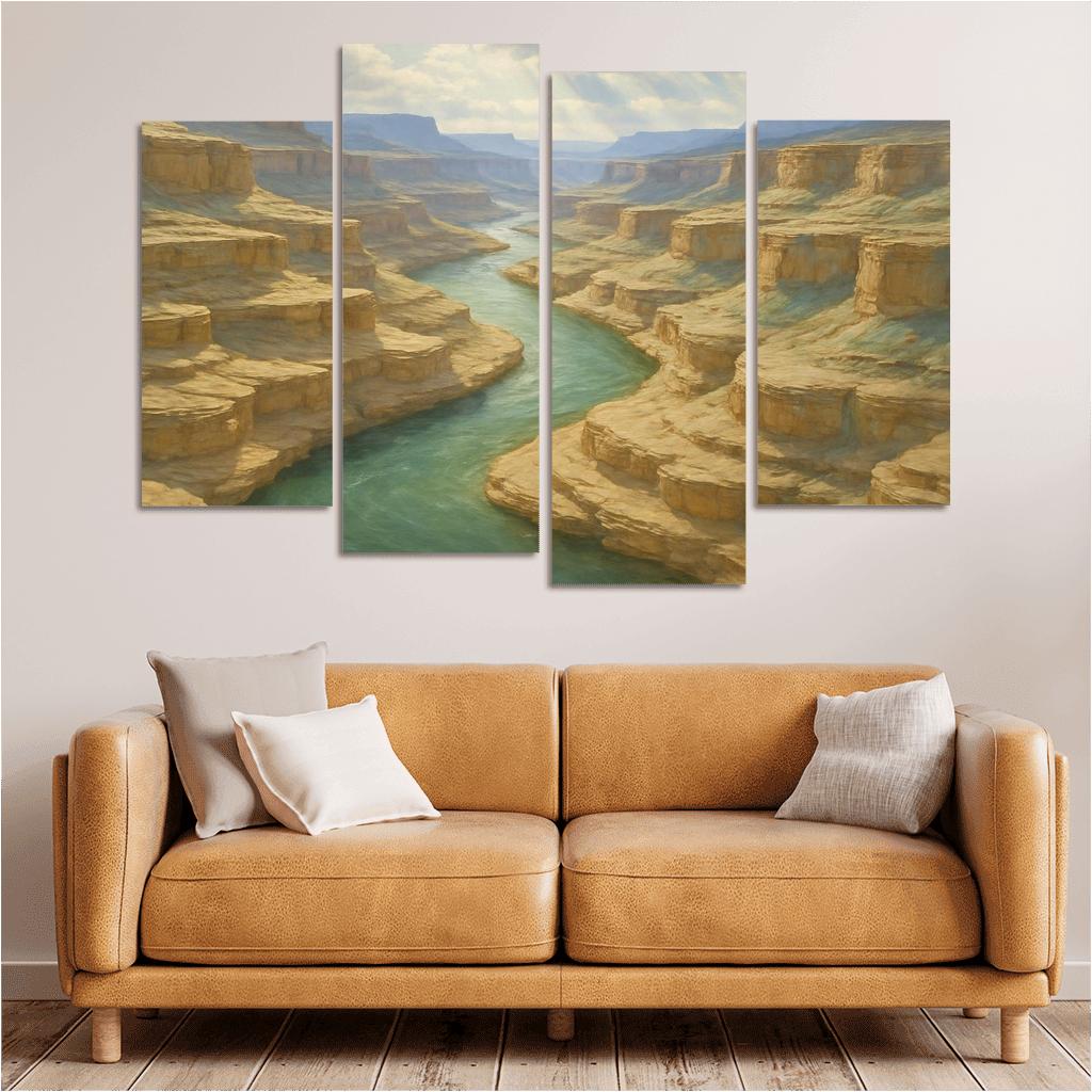 Sunlit Terraces Of The Jade River Canyon abstract paintings frame