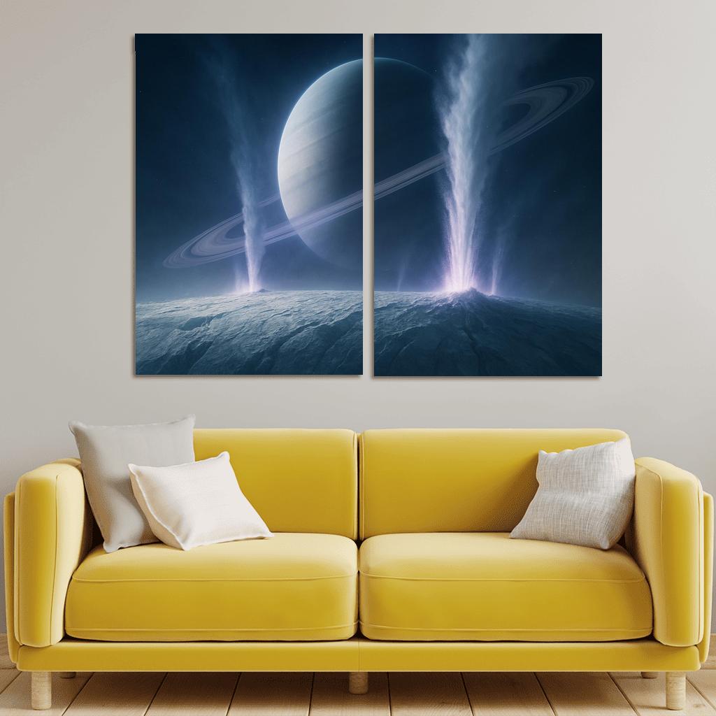 Cryovolcanic Plumes On A Distant Icy Exomoon premium artwork frames
