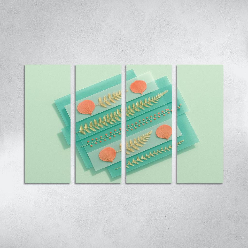 Pressed Petal Prism Collage framed paintings