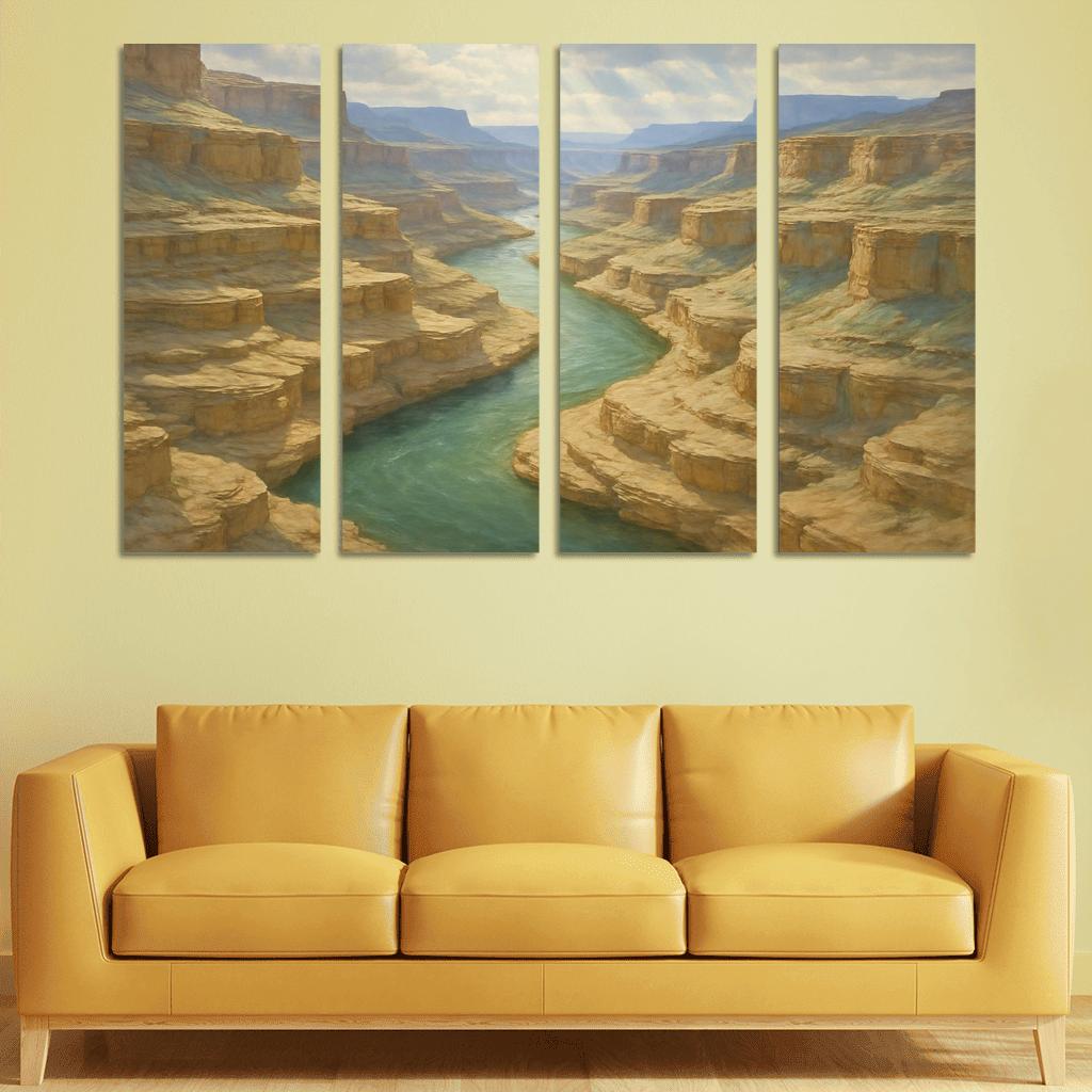 Sunlit Terraces Of The Jade River Canyon abstract paintings frame