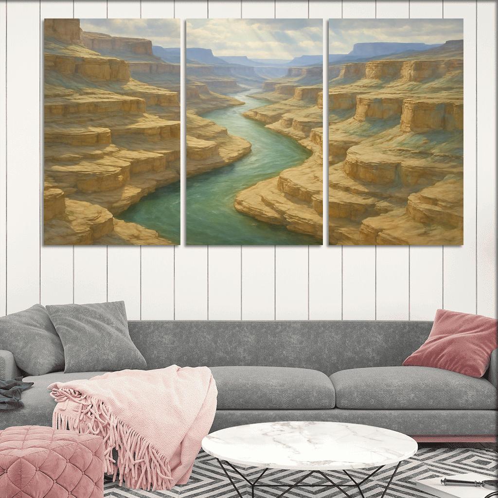 Sunlit Terraces Of The Jade River Canyon abstract paintings frame