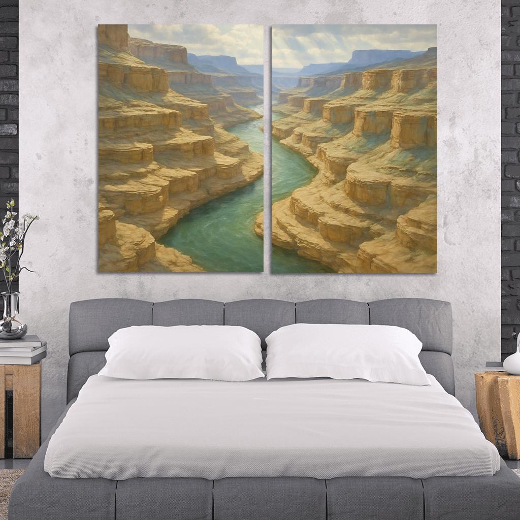 Sunlit Terraces Of The Jade River Canyon abstract paintings frame