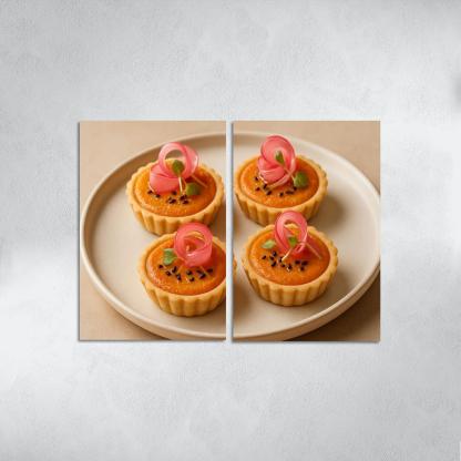 Sesame Miso Carrot Tartlets With Pickled Radish Ribbons abstract paintings frame