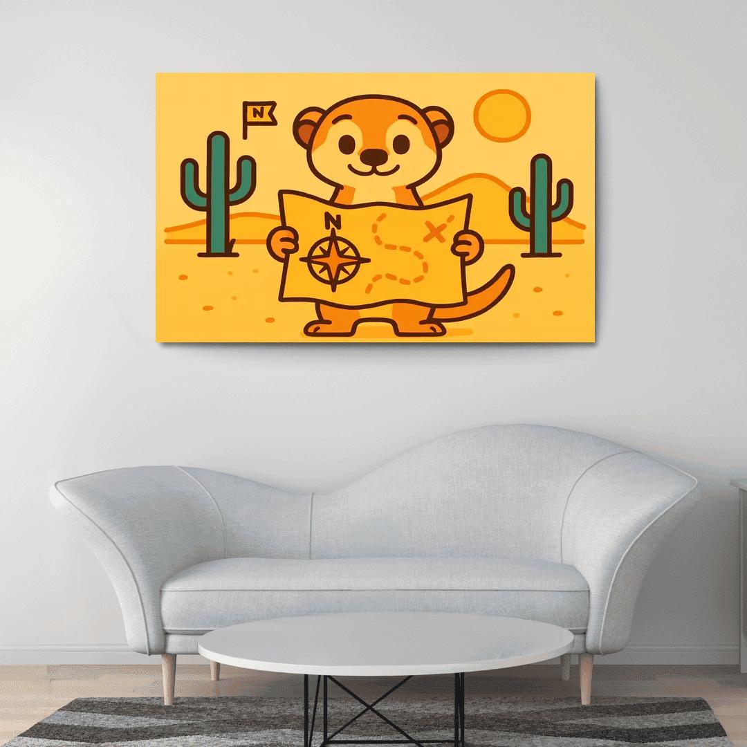Map Reading Meerkat Adventure abstract paintings frame