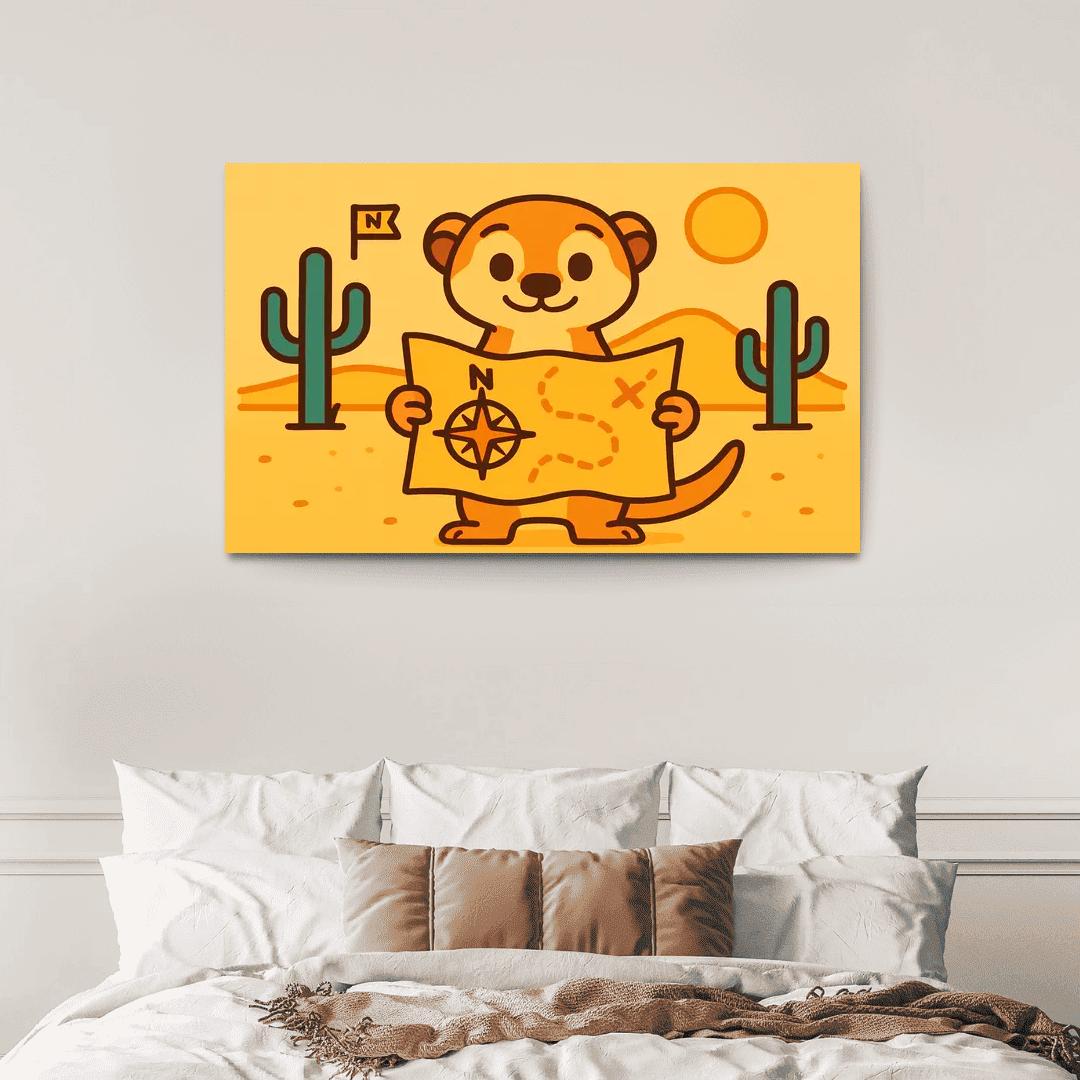 Map Reading Meerkat Adventure abstract paintings frame