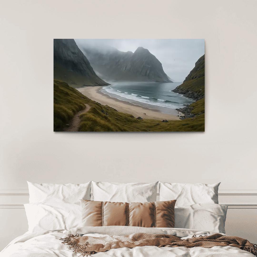Kvalvika Beach Wild Meadow And Granite Cliffs wall art