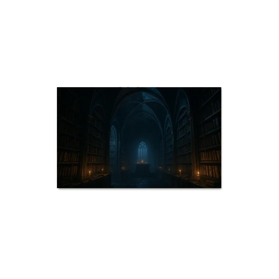 Obsidian Reliquary Library With Ribbed Vaults multi-panel paintings