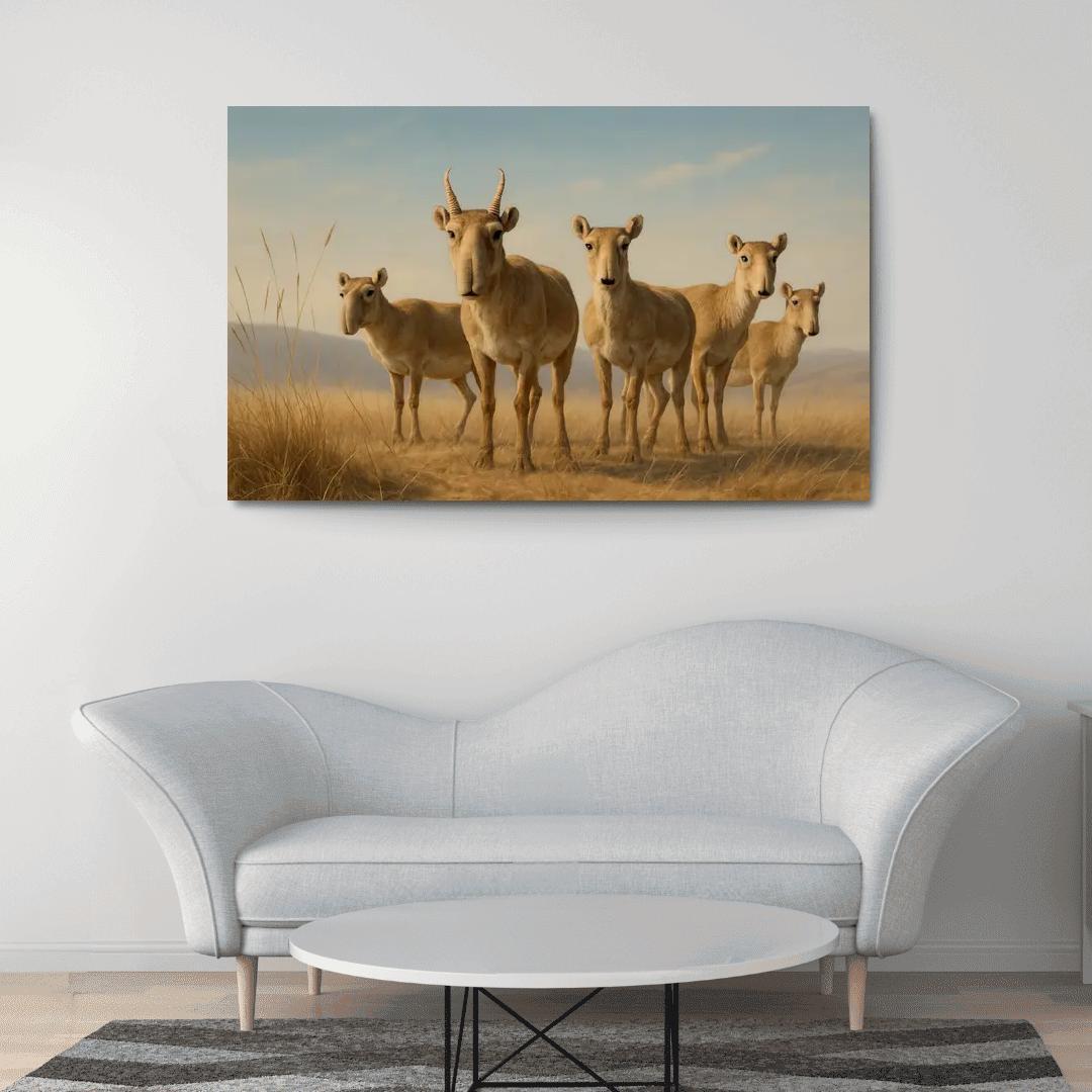 The Elusive Saiga Antelope On The Windswept Steppe abstract paintings frame