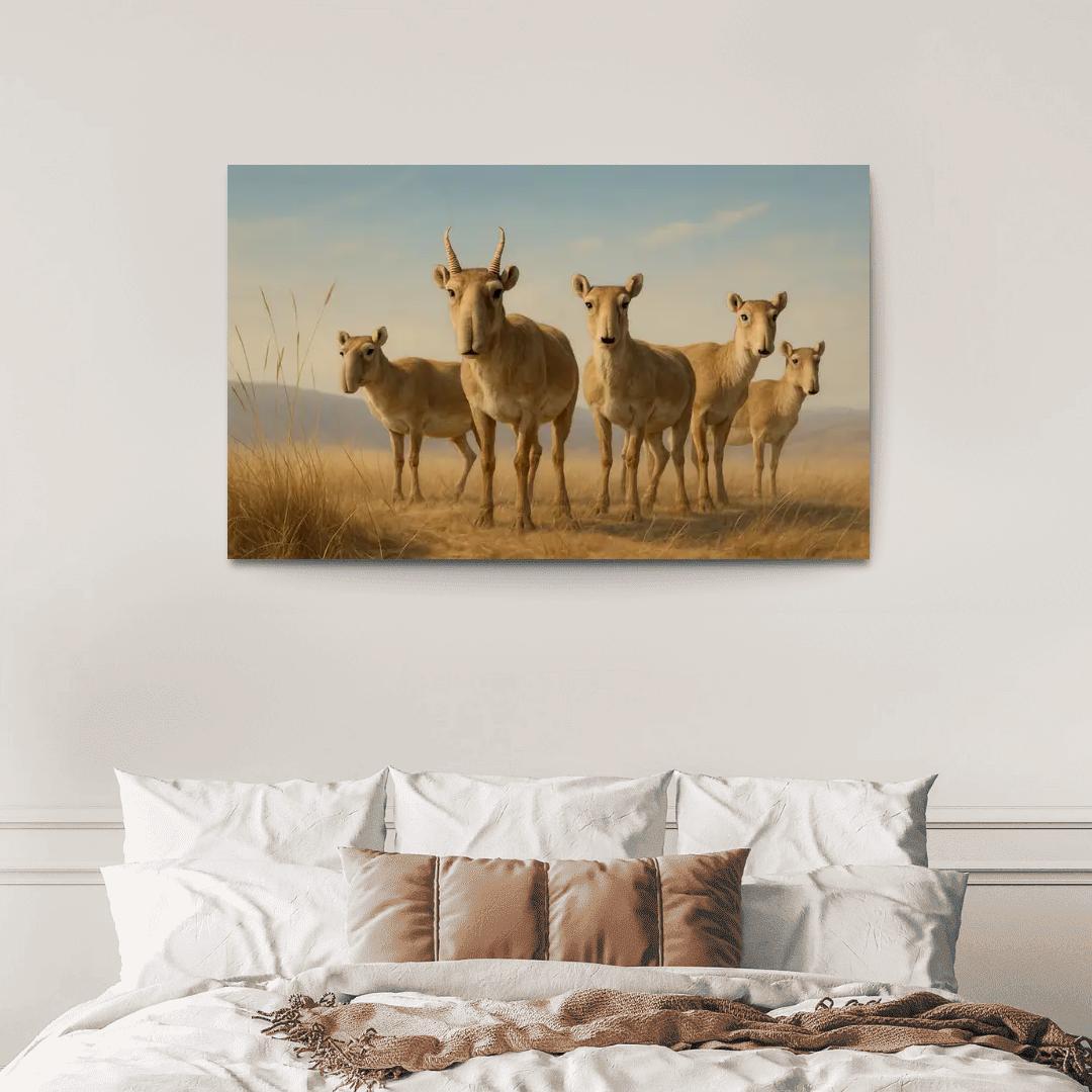 The Elusive Saiga Antelope On The Windswept Steppe abstract paintings frame