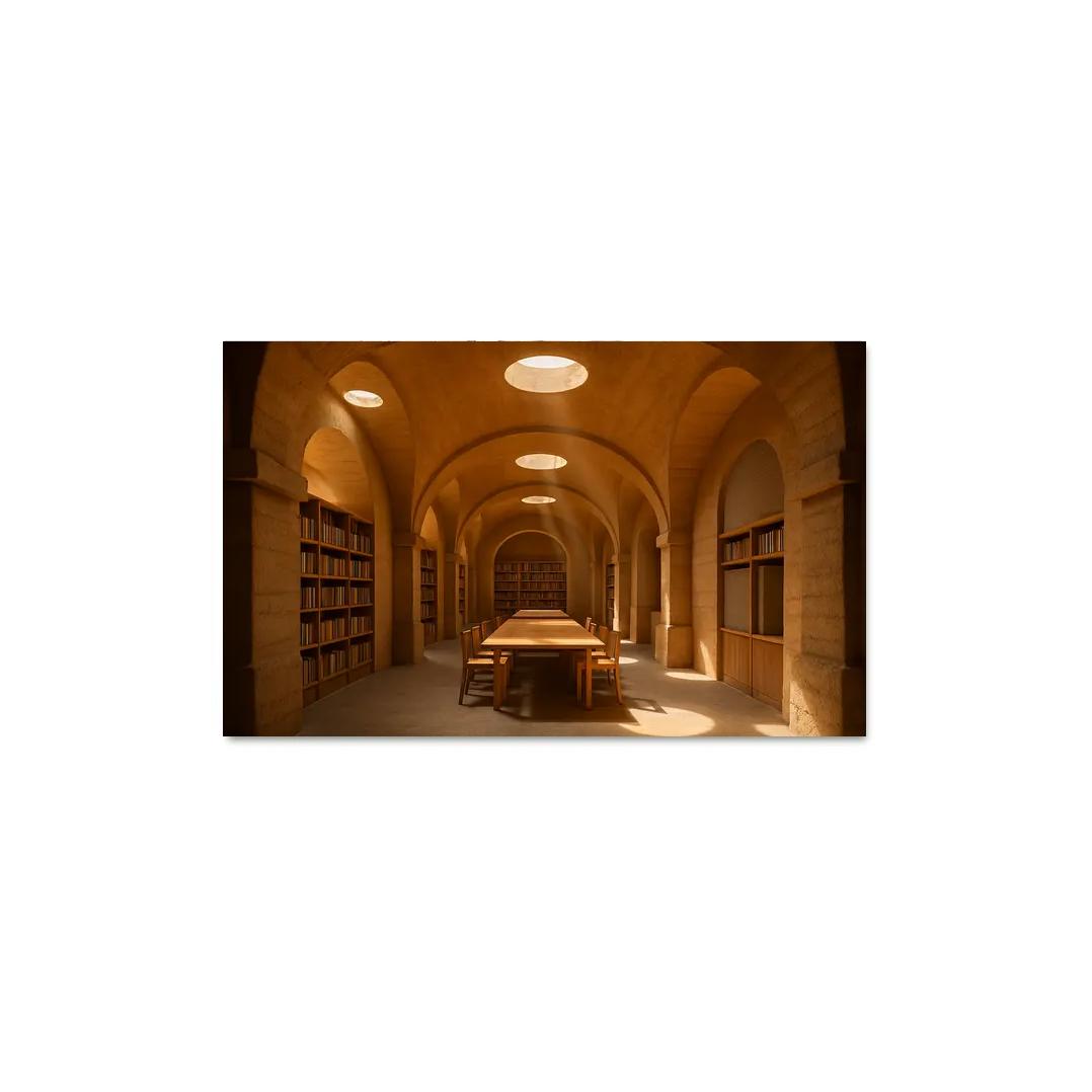 Rammed Earth Vault Library With Light Wells wall decor