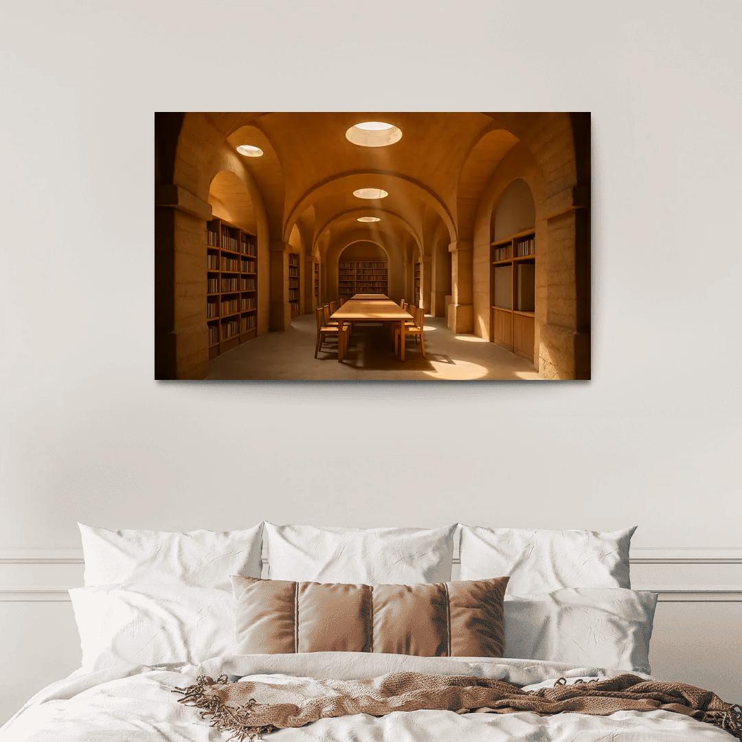 Rammed Earth Vault Library With Light Wells wall decor
