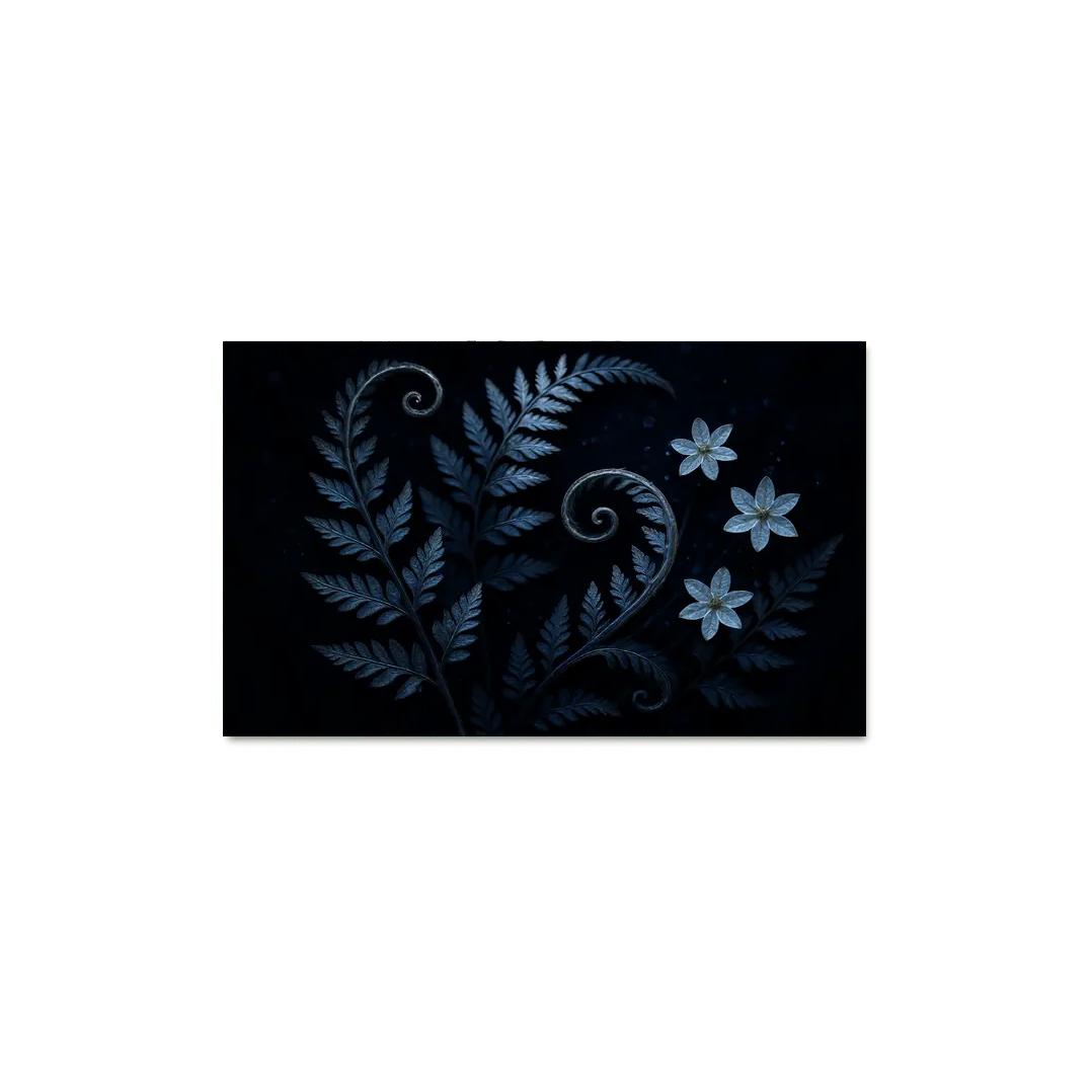 Moonlit Fern Scrollwork And Silver Dew Blossoms oil paintings frame